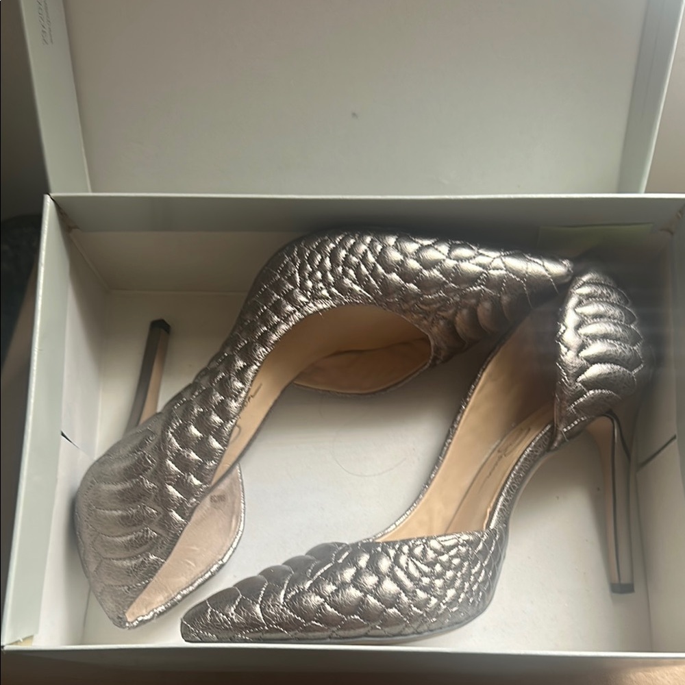Elegant Silver Quilted Heels